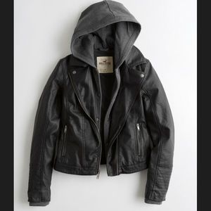 Hollister Hooded Faux Leather Jacket